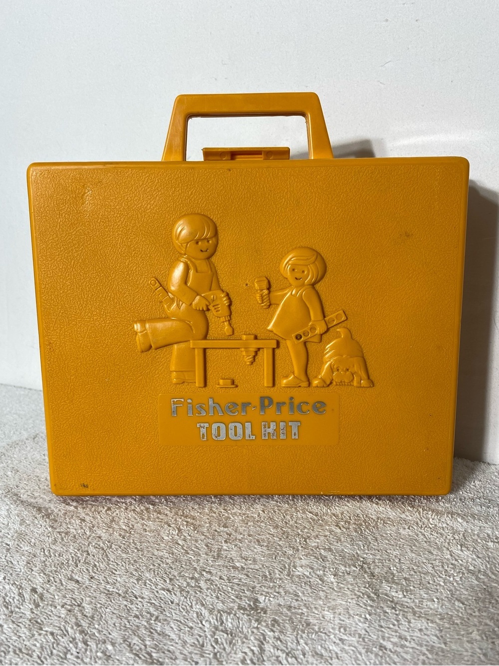 Vintage 1977 Fisher Price Tool Kit Orange Plastic Case Only Nostalgia